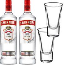 Vodka Smirnoff 998ml Tri destilada Original kit 2 garrafas e 2 copos