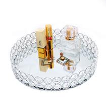 VoiceFly Crystal Cosméticos Maquiagem Bandeja Vanity, Joias Organizador Bandeja Espelhada Bandeja Decorativa para Perfume, Bugiganga, Cuidados com a Pele, Maquiagem Display Dresser Home Decor (Prata)