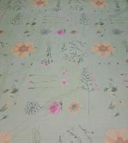 Voil Estampado Verde Com Flores Laranjas