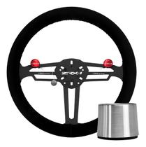 Volante Arrancada Lowv ZRX1S Suede Preto Diâmetro 360mm Profundidade 51mm Cubo Adaptador