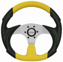 Volante Buggy Fusca Pequeno Amarelo 33 Cm + Cubo Alumínio Escovado Buggy Fusca de 1977 á 2013 Volante Buggy Fusca Pequeno Amarelo 33 Cm + Cubo Alumínio Escovado Buggy Fusca de 1977 á 2013