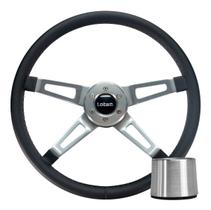 Volante Classico Lotse Four Couro Preto Haste Cromo Com Cubo Adaptador Volante Classico Lotse Four Couro Preto Haste Cromo Com Cubo Adaptador