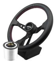 Volante Clássico Lotse Gti Black Couro / Haste Preta