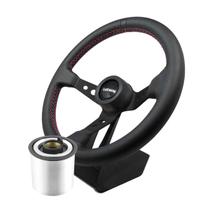 Volante Classico Lotse Gti Black Couro Preto Haste Preta Com Cubo Adaptador Volante Classico Lotse Gti Black Couro Preto Haste Preta Com Cubo Adaptador