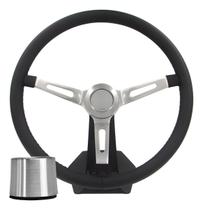 Volante Classico Lotse Hemi Couro Preto Haste Prata Com Cubo Adaptador Volante Classico Lotse Hemi Couro Preto Haste Prata Com Cubo Adaptador