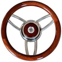 Volante Em Inox E Madeira 350Mm Com 6 Raios T26Lmo Mahogany