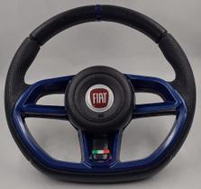 Volante Esportivo Gti Azul Para Fiat Siena 1996 Até 2012 Com o Cubo