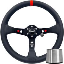Volante Esportivo Lotse Dakar Couro Haste Preta Tarja Vermelha Design Exclusivo Com Cubo Adaptador Volante Esportivo Lotse Dakar Couro Haste Preta Tarja Vermelha Design Exclusivo Com Cubo Adaptador