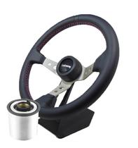 Volante Esportivo Lotse Gti Couro Preto Haste Cinza Com Cubo Adaptador Volante Esportivo Lotse Gti Couro Preto Haste Cinza Com Cubo Adaptador