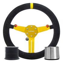 Volante Esportivo Lotse Rgt Serie Especial Camurça Preto Haste Dourada Com Cubo Adaptador