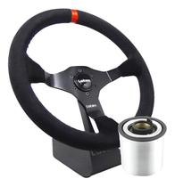 Volante Esportivo Lotse Ring Camurça Tarja Vermelha Com Cubo Adaptador