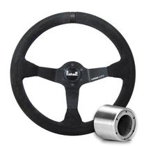 Volante Esportivo Lotse Wrc Camurça Tarja Preta Com Cubo Adaptador