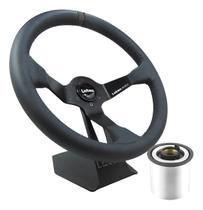 Volante Esportivo Lotse Wrc Couro Tarja Preta Com Cubo Adaptador Volante Esportivo Lotse Wrc Couro Tarja Preta Com Cubo Adaptador