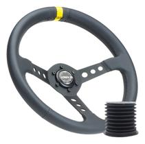 Volante Esportivo Lowv Colt Couro Tarja Amarela 9 Furos Diâmetro 340mm 72mm Profundidade