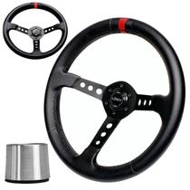 Volante Esportivo Lowv Colt Couro Tarja Vermelha 9 Furos Diametro 340mm Profundidade 72mm