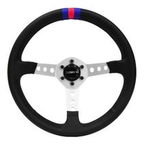 Volante Esportivo Lowv Martini ( Couro / 9 Furos / Haste Prata )