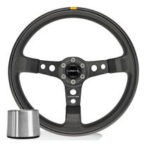 Volante Esportivo Lowv Sniper GR5 Couro Preto Tarja Amarela 6 Furos