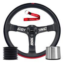 Volante Esportivo Lowv Sniper Suede Tarja Base Vermelha GRC S313 Com Cubo Adaptador