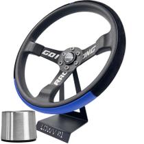 Volante Esportivo Lowv Sniper Suede Tarja e Base Azul GRC S414 Diâmetro 360mm Profundidade 72mm Volante Esportivo Lowv Sniper Suede Tarja e Base Azul GRC S414 Diâmetro 360mm Profundidade 72mm