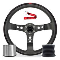 Volante Esportivo Lowv Sniper Suede Tarja Vermelha GRS3 6 Furos Com Cubo Adaptador