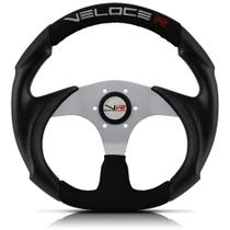 Volante Esportivo para Buggy Veloce Racing Prata e Preto Sem Cubo Acessórios Automotivo Fusca Buggy Voyage G5 Gol G4 MAG