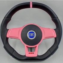 Volante Esportivo Rosa Para Fiat Punto - 2007 - 2012 + Cubo