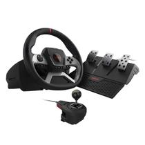 Volante Gamer PCYES W270 com Pedais e Câmbio Force Feedback para PC, Xbox e PlayStation Preto