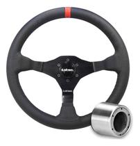 Volante Lotse Ring Couro Preto Tarja Vermelha Com Cubo Adaptador