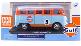Volkswagen T1 Kombi Gulf c/ Caixa de Acrilíco - 1/38 - CCA - California Toys Volkswagen T1 Kombi Gulf c/ Caixa de Acrilíco - 1/38 - CCA - California Toys