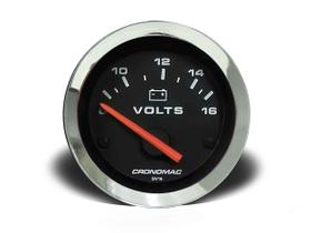 Voltímetro 52mm 12v croma preto (345100cp) cronomac