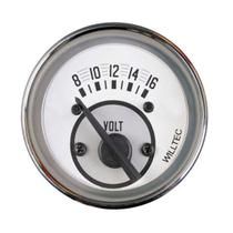 Voltímetro 8-16v 52 Mm Branco Fusca