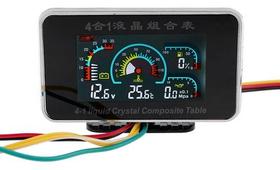 Voltímetro alarme 4 em 1 lcd carro digital medidor temperatu