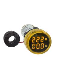 Voltímetro / Amperímetro Digital 22mm Amarelo 500Vca - Sibratec