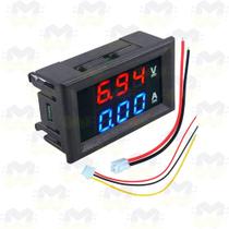 Voltímetro Amperímetro Digital Dc 100v 10a Medidor Led Moto Carro Som Automotivo Painel Bancada Font