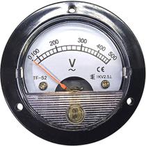 Voltímetro Analógico 52mm Redondo Medição Direta 0 até 500v Corrente Alternada