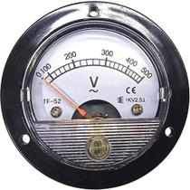 Voltímetro Analógico 52mm Redondo Medição Direta 0 até 500v Corrente Alternada