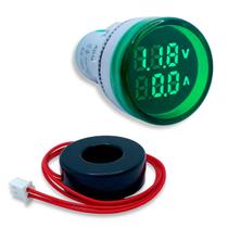 Voltímetro E Amperímetro Digital 100a 22mm Verde Com Tc Ac