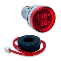Voltímetro E Amperímetro Digital 100a 22mm Vermelho Com Tc