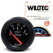 Voltímetro Indicador de Tensão Willys Universal 8-16V Preto 52mm Willtec