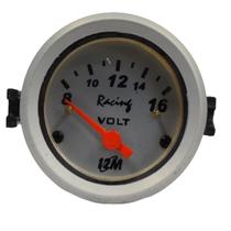 Voltímetro Indicar Carga Bateria 52Mm Escala 8V A 16V Fundo Aro Alumínio