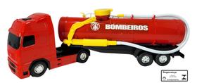 Voyager Bombeiro Roma Brinquedos 42cm Caminhao com Tanque Lanca Agua Carreta Infantil Recreativa