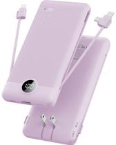 VRURC Power Bank 10000mAh com Cabos Integrados USB-C Roxo