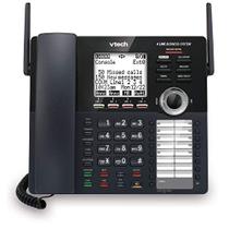 VTech AM18447 Main Console 4-Line Expansível Small Business Office Phone System com secretária eletrônica, interfone, atendedor automático e música em espera, preto