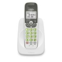 VTech VG101 DECT 6.0 Telefone sem fio para casa, tela retroiluminada azul-branca, botões grandes retroiluminados, viva-voz Full Duplex, ID do chamador / chamada em espera, montagem na parede fácil, faixa confiável de 1000 pés (branco / cinza)