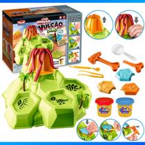 Vulcão Brinquedo Massinha De Modelar Ilha Dos Dinossauros 8 Acessórios