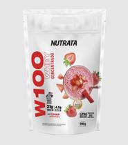 W100 Whey Concentrado - 900g Refil Strawberry Milkshake - Nutrata