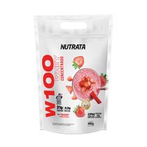 W100 Whey Protein Concentrado Sabor Morango 900g Nutrata W100 Whey Protein Concentrado Sabor Morango 900g Nutrata