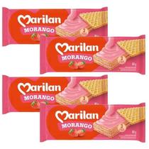 Wafer Biscoito Doce Recheio Cremoso Sabor Morango Kit 320g