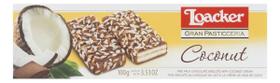 Wafer Recheio Creme de Coco Cobertura Chocolate ao Leite e Coco Ralado Loacker Gran Pasticceria Caix