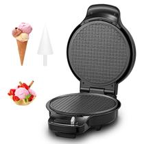 Waffle Cone Maker FOHERE 7,5", antiaderente, marrom, controle